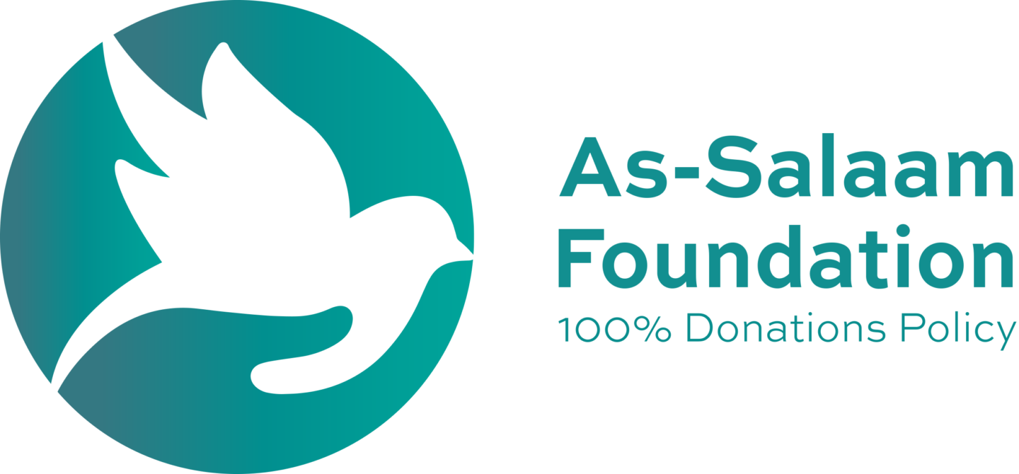 Logo for As-Salaam Humanitarian Foundation. Our sister charity with 100% donations policy