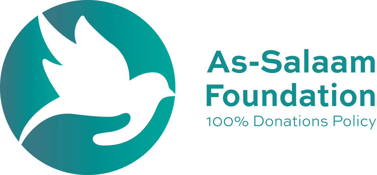 Logo for As-Salaam Humanitarian Foundation. Our sister charity with 100% donations policy
